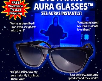 Official DICYANIN AURA GLASSES psychic reiki see auras chakras dowsing occult paranormal uv torch detector kirlian haunted goggles spiritual