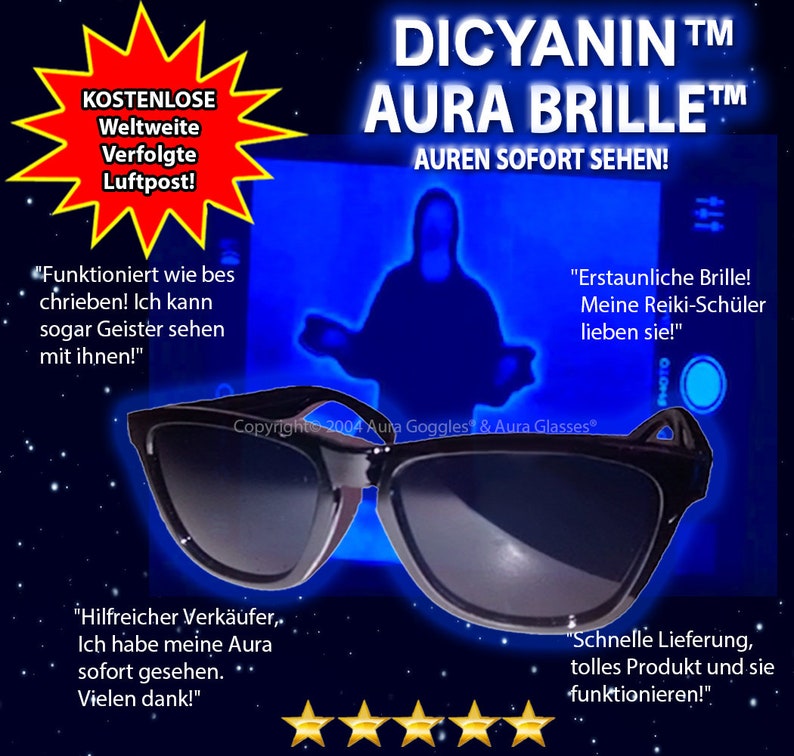 Offiziell DICYANIN AURA BRILLE Geisterjäger Geist Paranormale Heilung Werkzeug Runen Geister Kilner Esoterik uv Horrorhaus Psychiche emf evp Bild 1