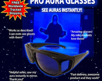 PRO AURA GLASSES dicyanin style see auras chi crystal gems healing reading paranormal psychic uv detector torch meter haunted doll goggles
