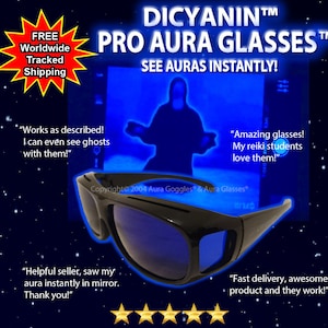 Official DICYANIN PR0 AURA GLASSES crystal gems healing reading paranormal psychic uv detector torch meter haunted doll goggles zdjęcie 1