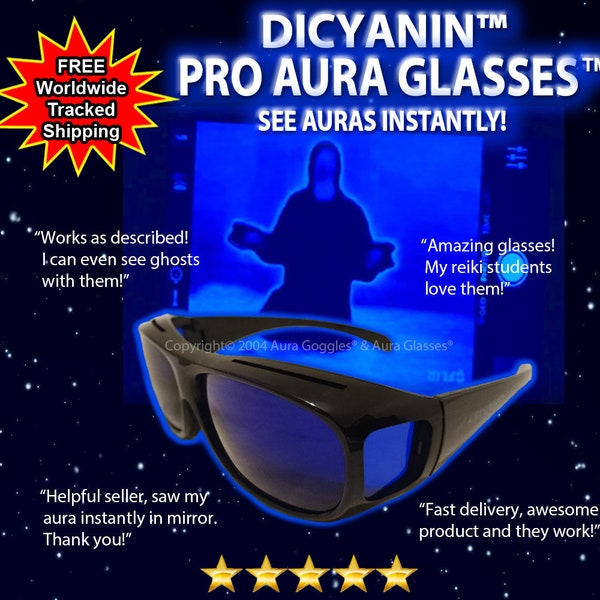 Official DICYANIN PR0 AURA GLASSES crystal gems healing reading paranormal psychic uv detector torch meter haunted doll goggles