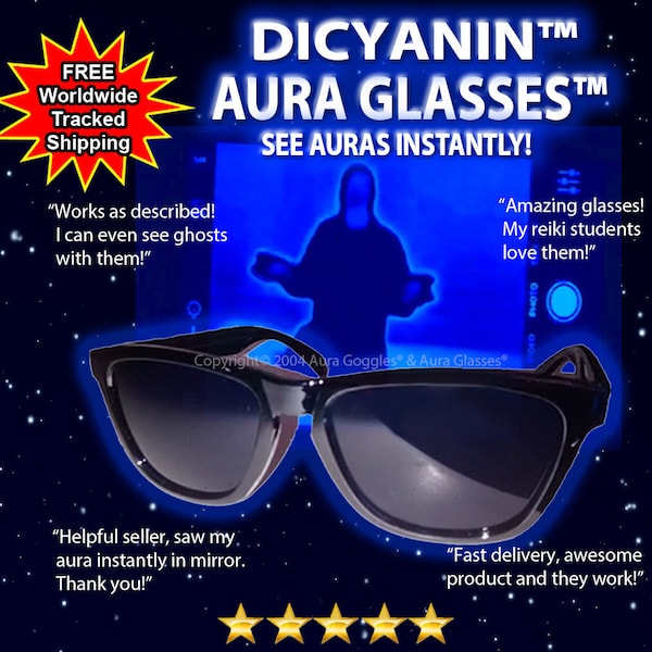 Official DICYANIN AURA GLASSES crystal healing reading paranormal kirlian psychic uv torch detector meter haunted doll goggles emf evp reiki