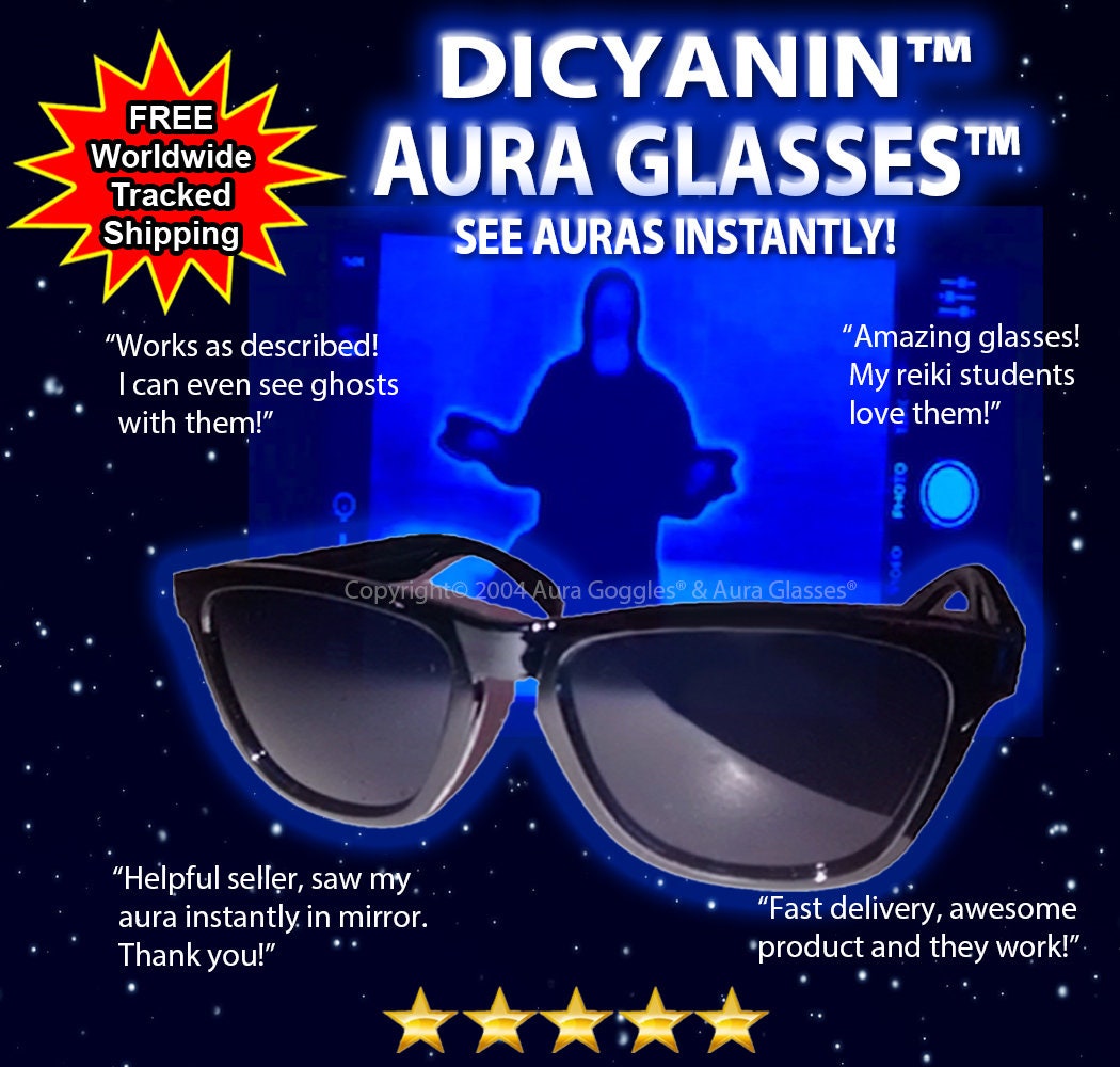 Official DICYANIN AURA GLASSES Crystal Healing Reading Paranormal
