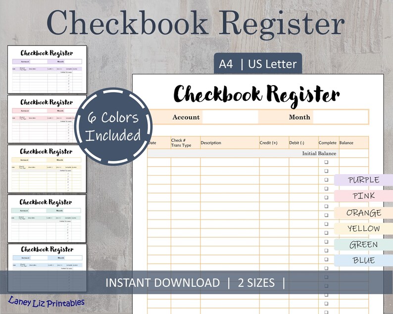 Checkbook Tracking Checkbook Register Printable Template Spending Tracker - Etsy