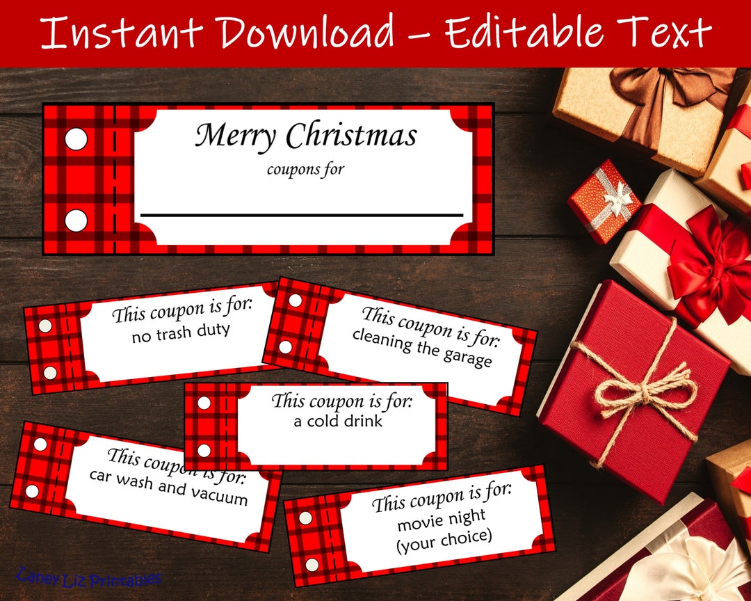 Editable Christmas Coupon Book Personalized Coupon Book Printable