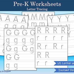 Pre-K Worksheet - Letter Tracing| Printable Alphabet Tracing | Preschool Kindergarten | Quiet Time Activity