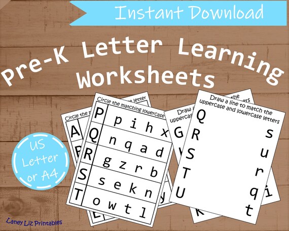 Pre K Worksheet Letter Learning Uppercase Lowercase Letter Etsy