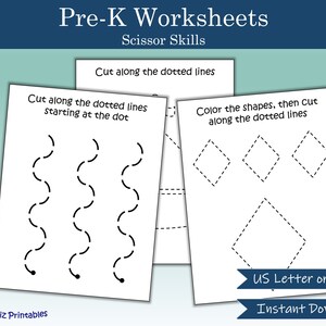 Pre-K Worksheet - Scissor Skills | Cutting Practice Sheet | Printable Scissor Practice | Preschool Kindergarten