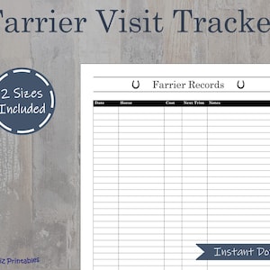 Farrier Visit Printable Tracker, Horse shoeing log, Equine PDF, Multiple horse tracker