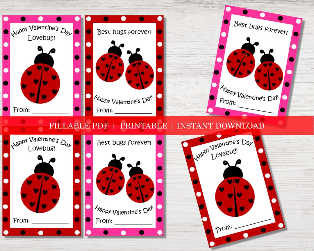 Ladybug Valentine Card Printable Valentine’s Day Cards - Etsy