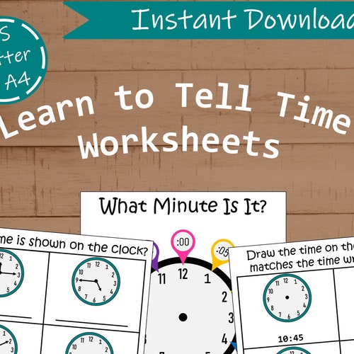 learn to tell time worksheet what time is it clock etsy singapore