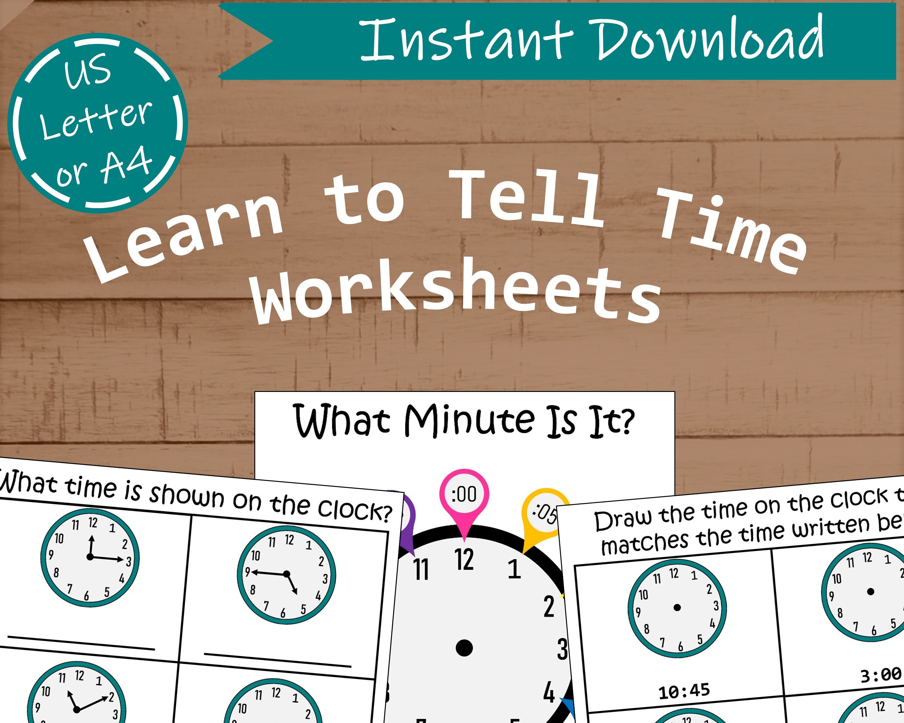 learn to tell time worksheet what time is it clock etsy singapore