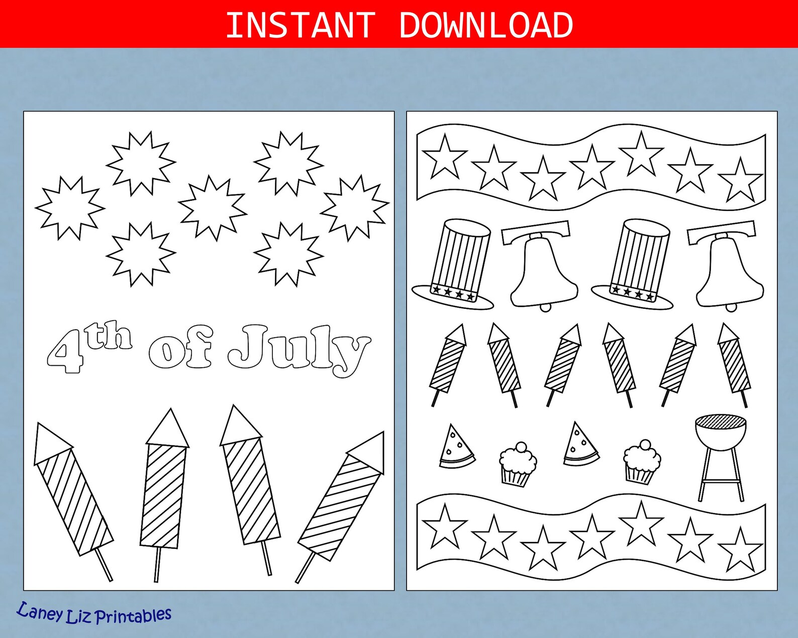 Printable 4th of July Coloring Pages | Patriotic Coloring Sheets - Etsy