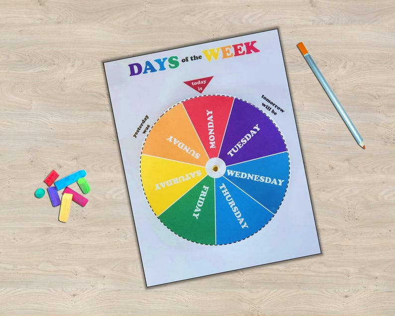 Learn Days of the Week Printable Wheel | Today Yesterday and Tomorrow ...