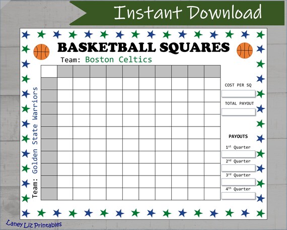 2022 NBA Finals Squares Printable Basketball Squares Big | Etsy Australia
