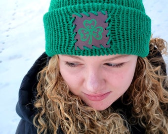 Double Knit Shamrock Slouchy Hat