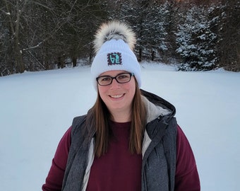 Michigan Leather Patch Slouchy Knit Hat