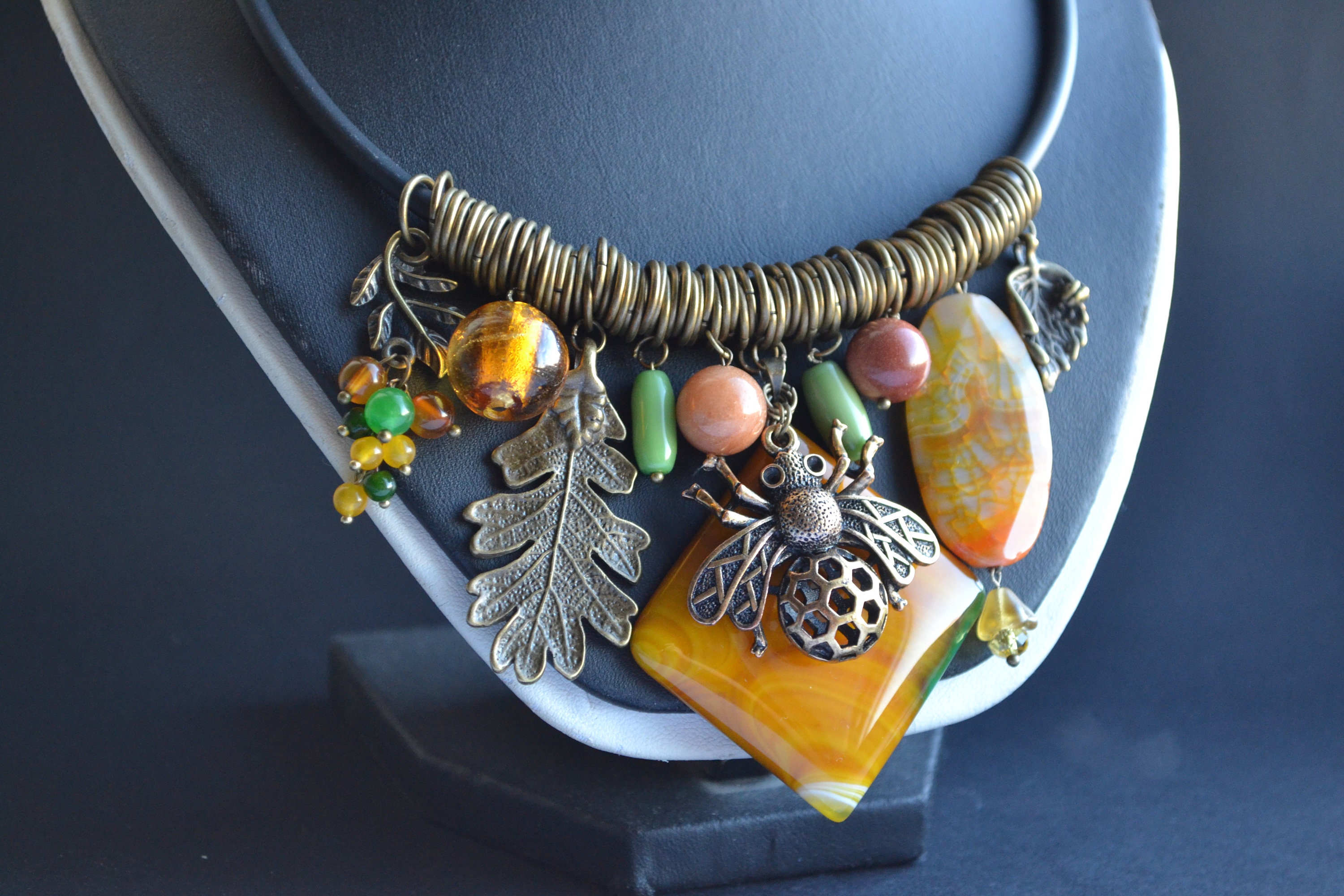 Necklace made of natural stones necklace for women Agate Etsy