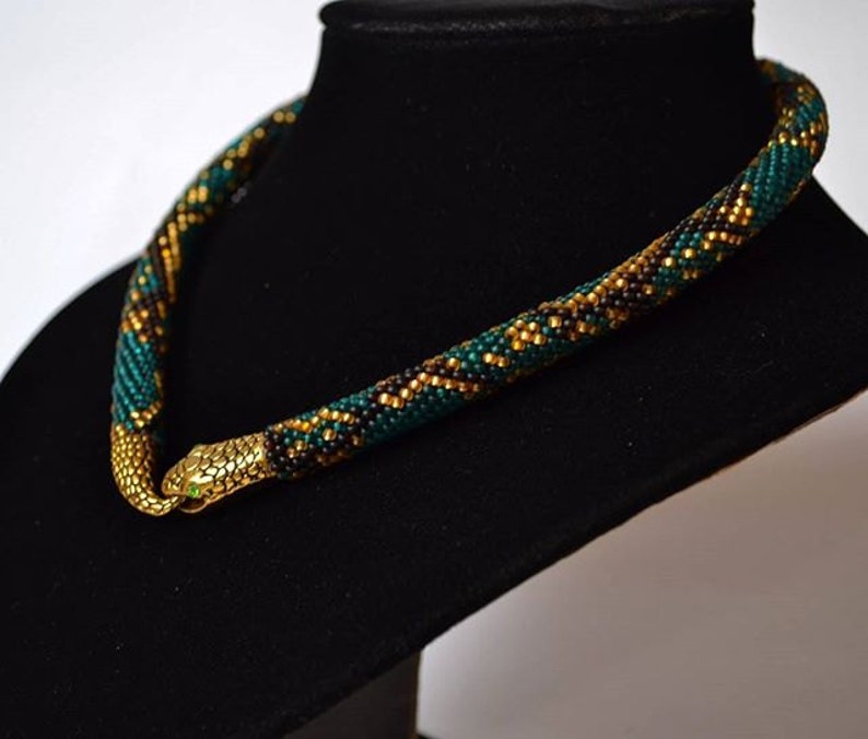Snake Beaded Necklace Bead Crochet Necklace Beadwork snake Etsy