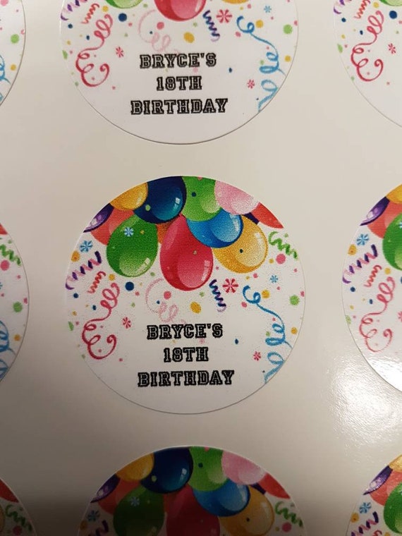 48 Personalized Or Assorted Party Thank You Stickers - Circular Birthday Favor Labels