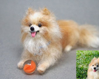 Needle Felted Pomeranian Custom Dog Figurine, Custom Dog Portrait,  Pet Loss Gift, Dog Lover Gift, Pet Memorial, Dog Art Gift for Pom Lover