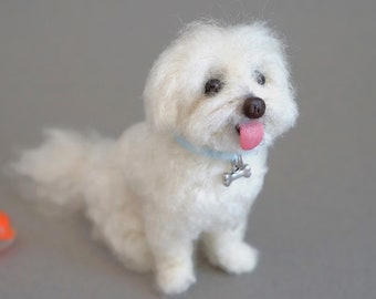 Custom Needle Felted Maltese Dog Portrait, Maltipoo, Shorkie, Bichon Commission Gift, Felt Animal, Custom Dog Portrait Sculpture, Miniature