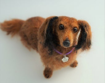 Long Haired Dachshund Needle Felted Dog Collectible Dog Etsy