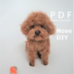 ニードルフェルトで作るポリマークレイの犬の鼻DIY PDFチュートリアル：ニードルフェルトで作る小さな動物の鼻をポリマークレイで作る方法。楽しく簡単に作れます！