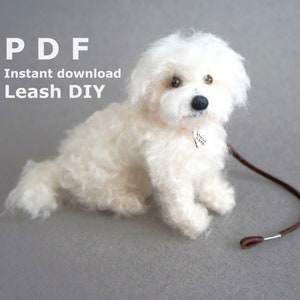 ニードルフェルトの犬用リード DIY PDF チュートリアル: ニードルフェルトの小さな動物用の革製リードの作り方。簡単なニードルフェルトのアクセサリーのチュートリアル
