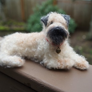 Needle Felted Wheaten Terrier Gift Statue, Custom Dog Portrait Sculpture Art, Pet Loss Gift, Miniature Animal, Pet Memorial Stocking Stuffer image 1