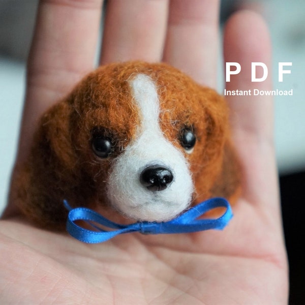 Needle Felting Tutorial: PDF Pattern How to Needle Felt a Dog Portrait Magnet, Christmas Ornaments For Experienced Beginners & Intermediate