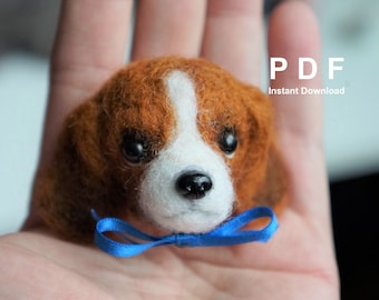 Needle Felting Tutorial: PDF Pattern How to Needle Felt a Dog Portrait Magnet, Christmas Ornaments For Experienced Beginners & Intermediate