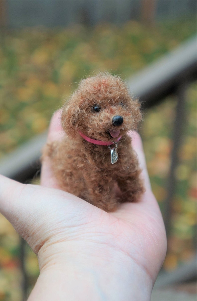 Needle Felted Dog Toy Poodle Red Brown & Black Wool Poodle Etsy