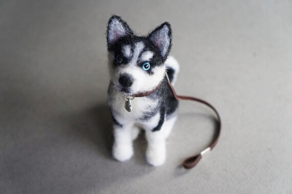 Needle Felted Dog Siberian Husky Puppy Custom Pet Portrait Etsy