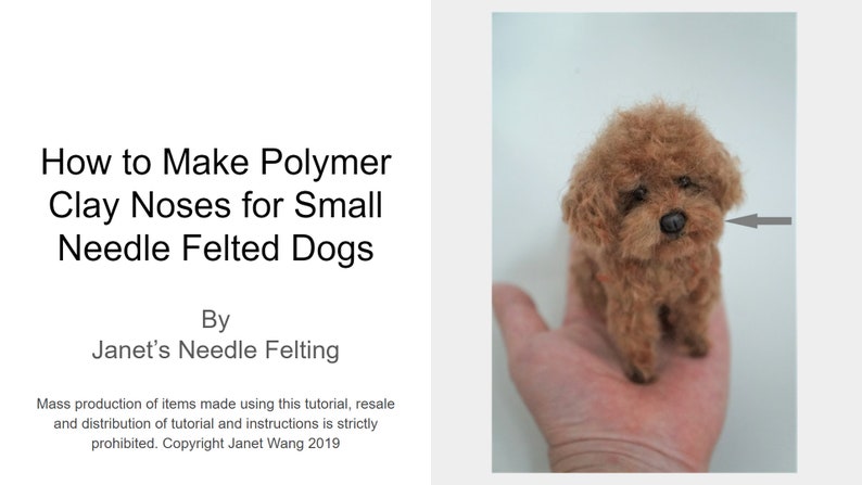 Needle Felted Dog Polymer Clay Nose DIY PDF Tutorial: How to Make Polymer Clay Noses for Small Needle Felted Animals. Fun and Easy to Make image 3