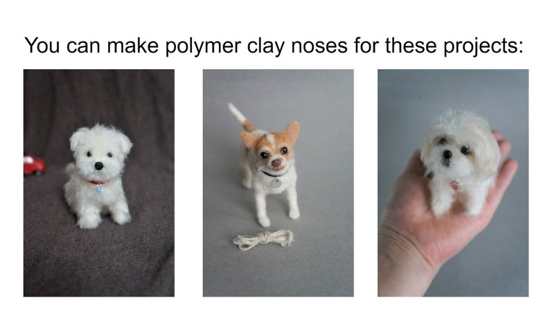 Needle Felted Dog Polymer Clay Nose DIY PDF Tutorial: How to Make Polymer Clay Noses for Small Needle Felted Animals. Fun and Easy to Make image 4