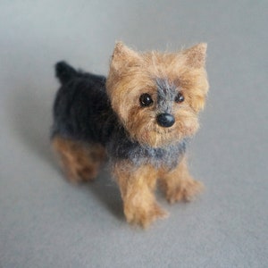 Needle Felted Dog Yorkie, Yorkshire Terrier Puppy, Custom Pet Portrait Sculpture Wool Felt Animal, Handmade Pet Replica Miniature, Blythe image 10