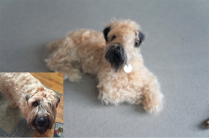 Needle Felted Wheaten Terrier Gift Statue, Custom Dog Portrait Sculpture Art, Pet Loss Gift, Miniature Animal, Pet Memorial Stocking Stuffer image 6