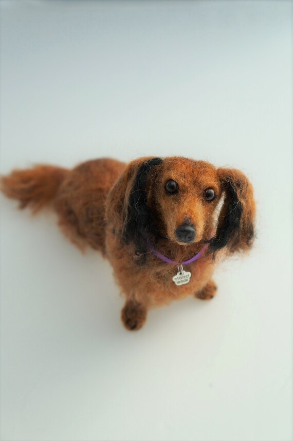 Needle Felted Long Haired Dachshund Wiener Sausage Dog Custom Etsy
