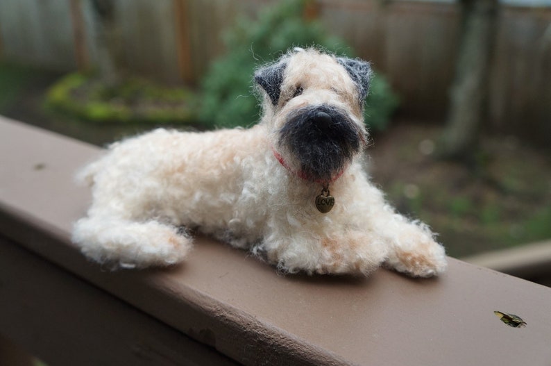 Needle Felted Wheaten Terrier Gift Statue, Custom Dog Portrait Sculpture Art, Pet Loss Gift, Miniature Animal, Pet Memorial Stocking Stuffer image 1