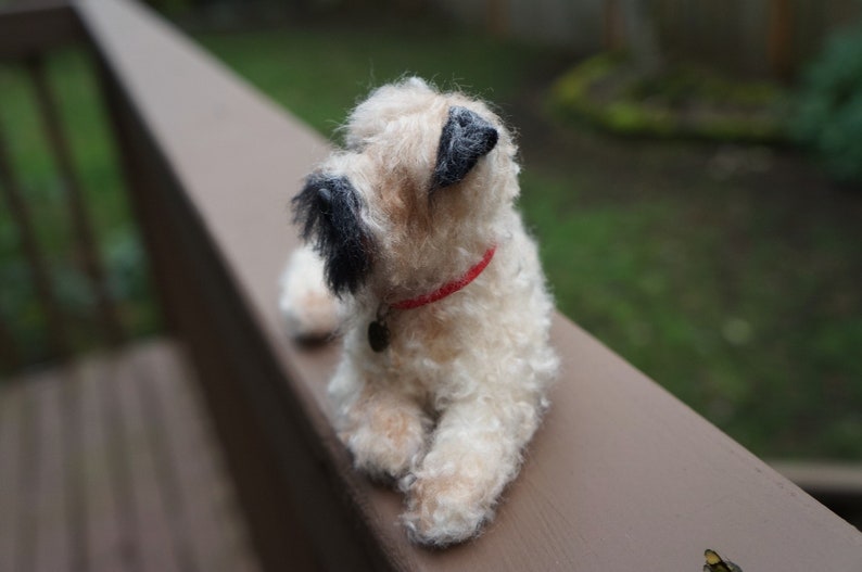 Needle Felted Wheaten Terrier Gift Statue, Custom Dog Portrait Sculpture Art, Pet Loss Gift, Miniature Animal, Pet Memorial Stocking Stuffer image 2