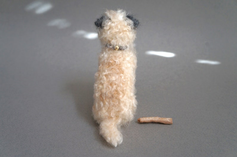 Needle Felted Wheaten Terrier Gift Statue, Custom Dog Portrait Sculpture Art, Pet Loss Gift, Miniature Animal, Pet Memorial Stocking Stuffer image 9