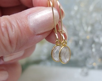 Rose quartz earrings - Rose quartz gold earrings - Pale pink and gold earrings - Faceted rose quartz earrings - Blush pink and gold earrings