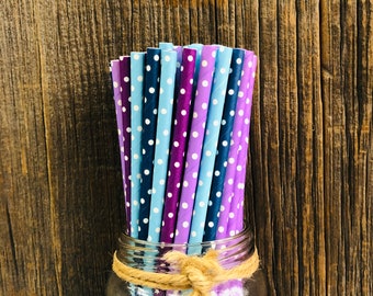 100 Mermaid Party Paper Straws. Under the Sea Party Decorations, Baby Shower, Birthday Party, Ariel Party Decorations,  Blue Purple Lavender