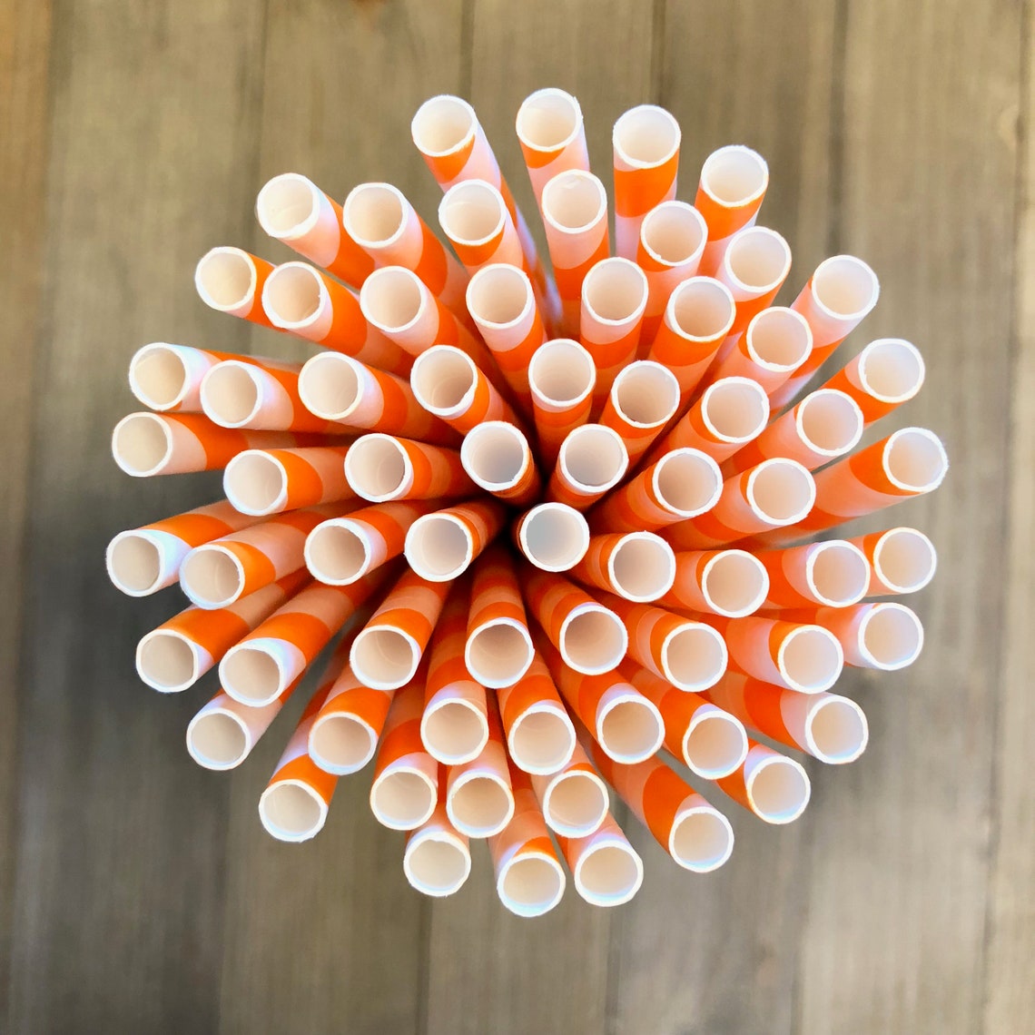 Orange Straws 50 Stripe Straws Orange Paper Straws Birthday Etsy