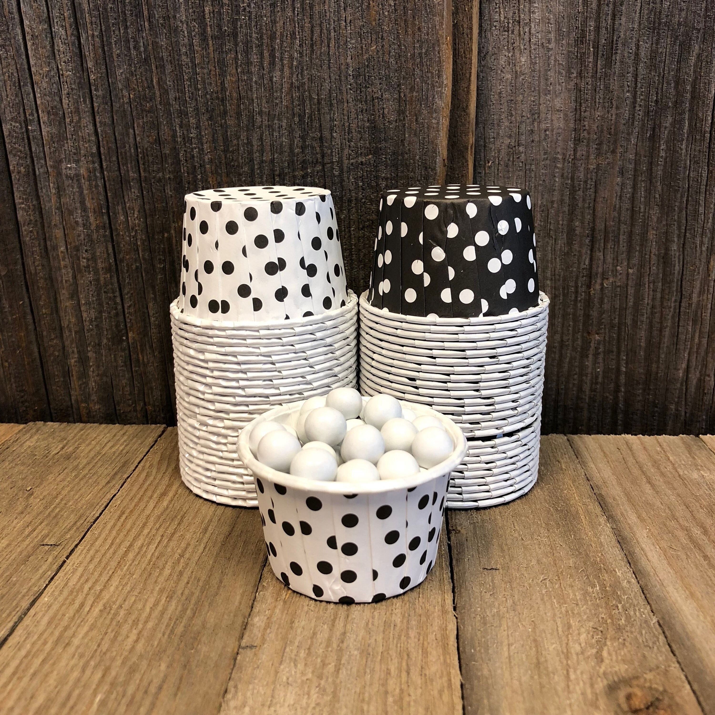 Black and White Paper Snack Cups Set of 48 Polka Dot Candy Etsy