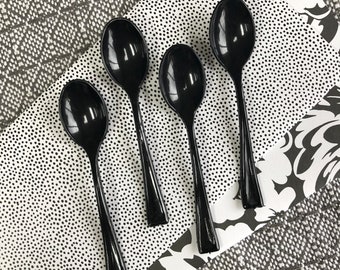 150 Mini Black Spoons, Tasting Spoons, Mini Ice Cream Spoons, Sample Size Spoons, Birthday Supplies