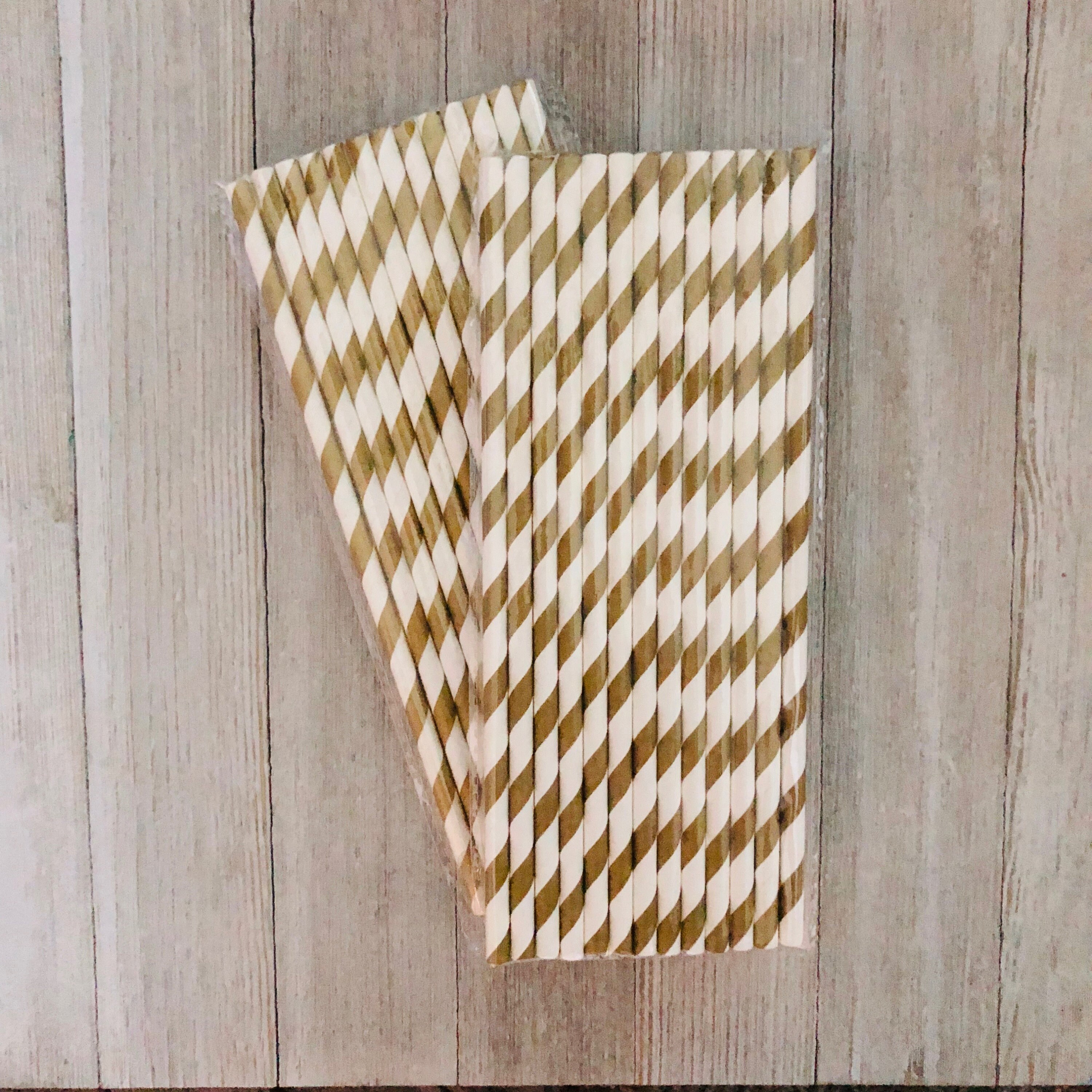 Gold Straws, 50 Stripe Straws, Gold Birthday Party,  Paper Party Stra…