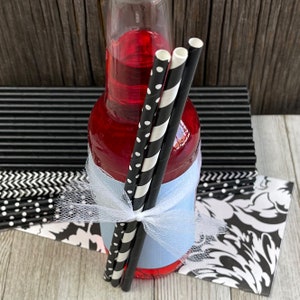 100 Black and White Combo Pack Straws, Over the HIll Party Supply, Birthday Party, Wedding Supply, Cake Pop Sticks, Biodegradable image 4