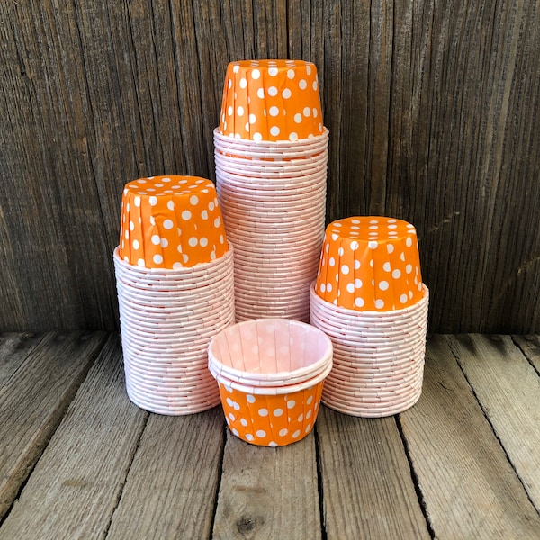 100 Orange Snack Cups, Candy Cups, Nut Cups, Bulk Party Supply, Mini Cupcake Baking Liner , Paper Nut Cup , Birthday, Halloween Supply